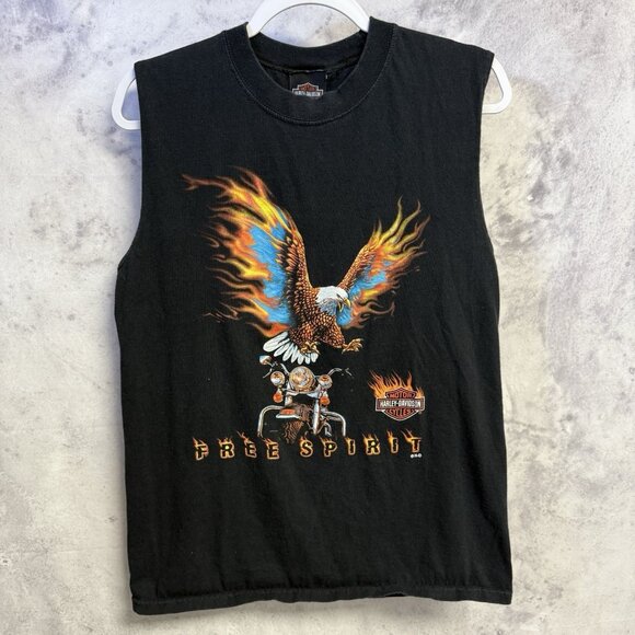 Harley Davidson Tank Top Shirt Mens Medium 18.5x26.5 Free Spirit Eagle Mexico - Picture 1 of 10